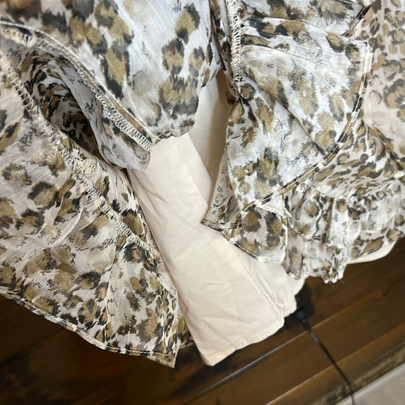 Saints + Secrets Long Sleeve Ruffle Cheetah Print Dress- Small - Picture 7 of 9